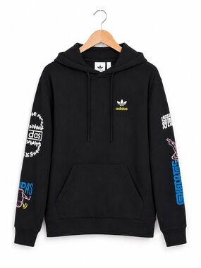 Adidas Originals Graphic Sleeve Hoodie Black Size S